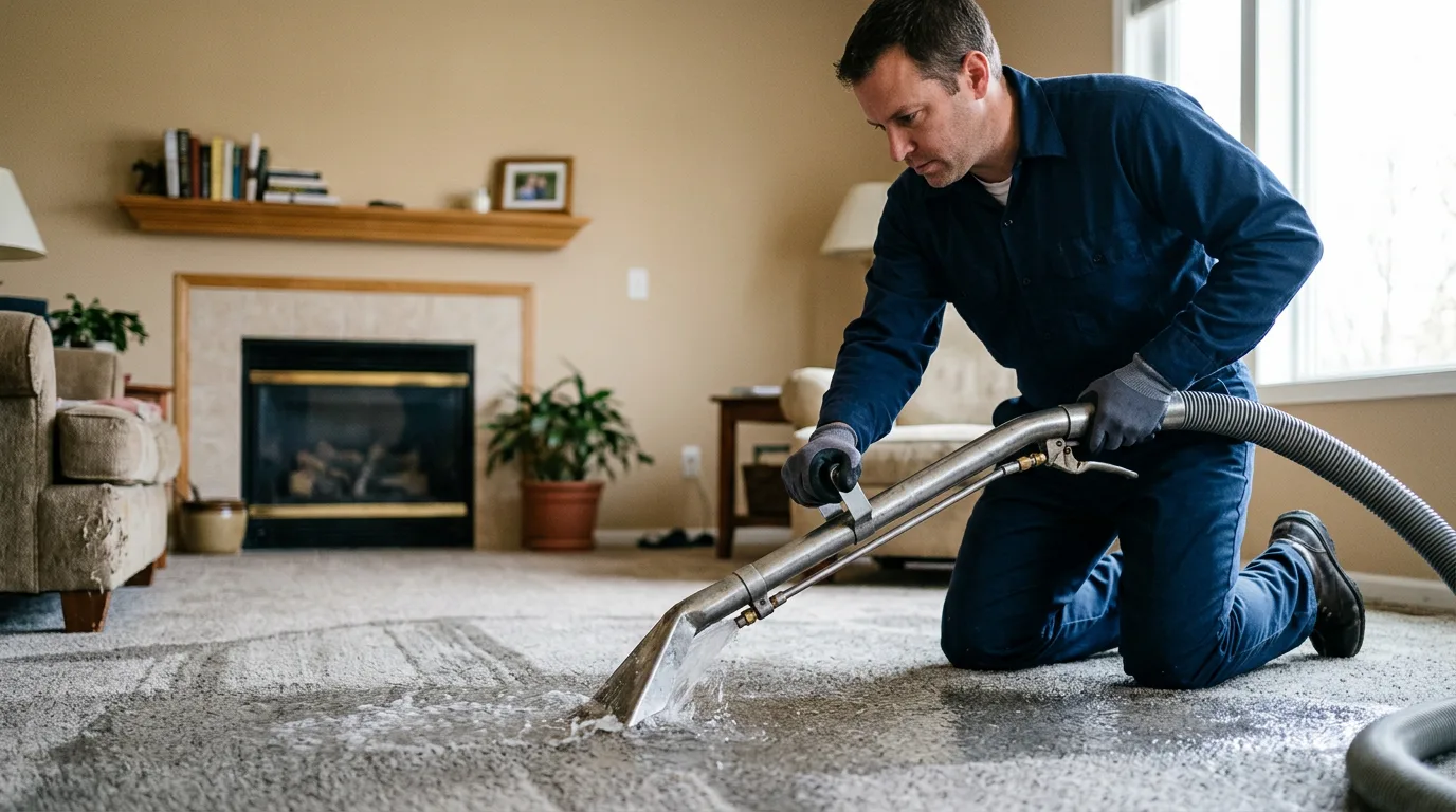 Water damage restoration technician working near Amo, IN